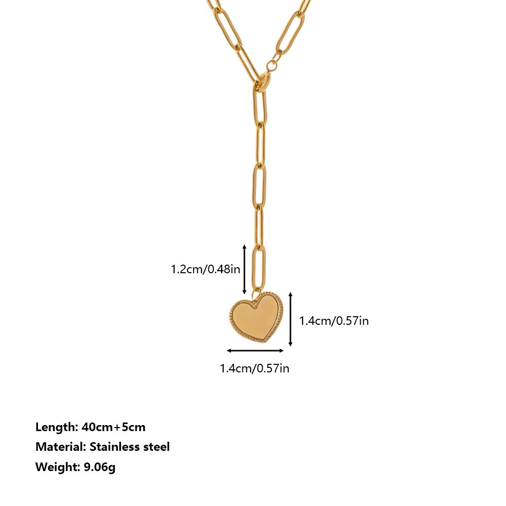 Heart Shape Necklace For Women With Titanium Steel Cable Chain And Titanium Steel Pendant In Gold