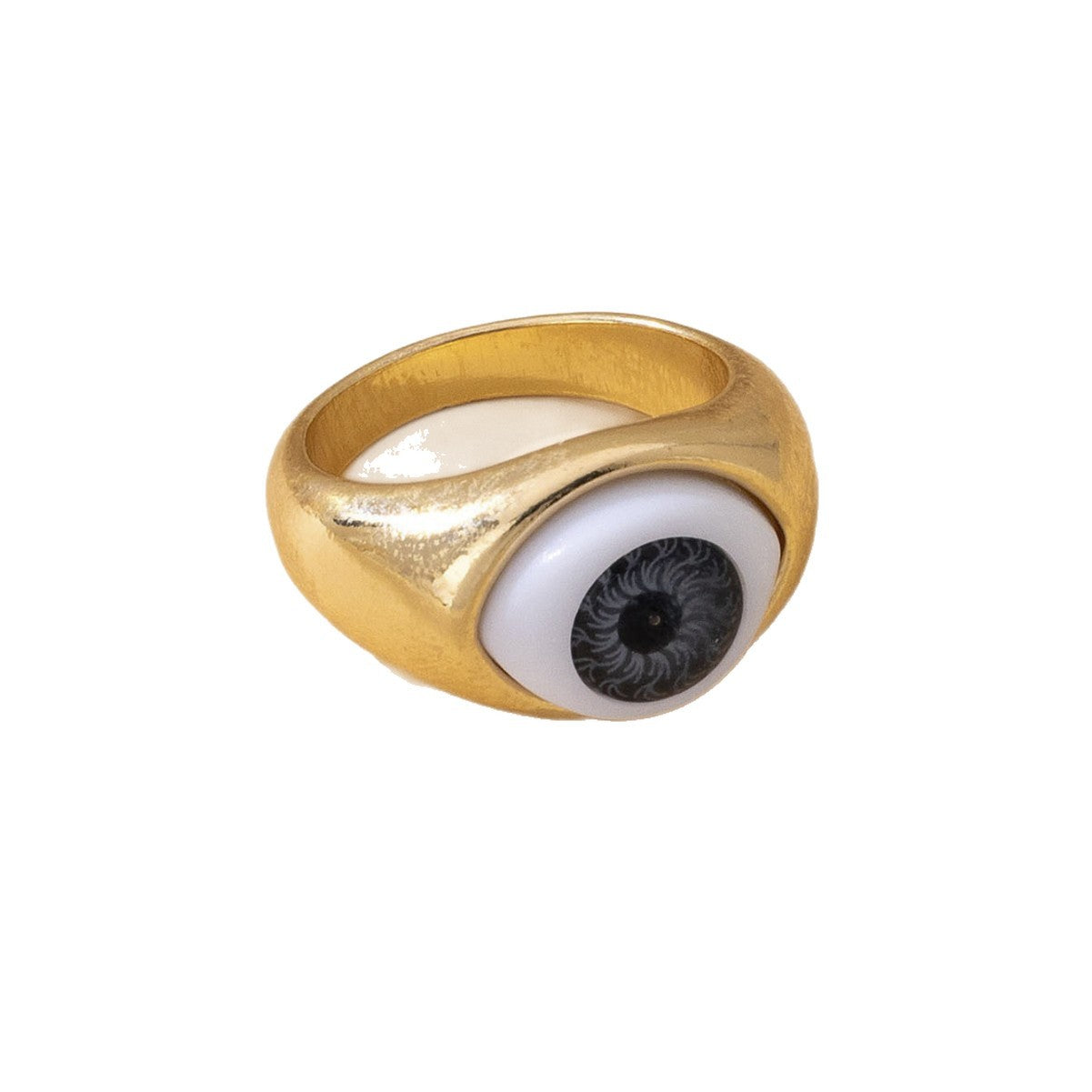 Devil's Eye Unisex Ring In Simple Style, Blue Alloy With Electroplated Golden Plated Finish