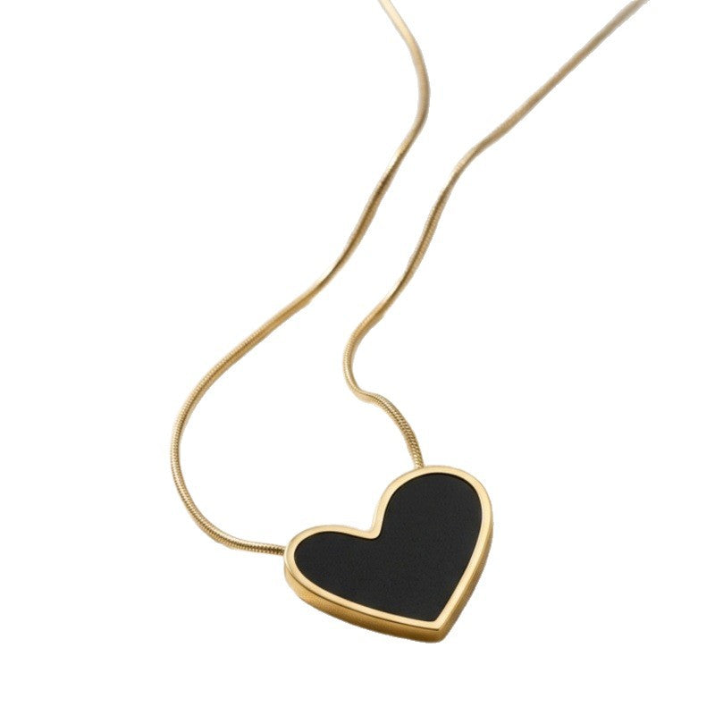 Heart Shape Necklace For Women In 18K Real Gold Plated 304 Stainless Steel With Shell Inlay And Snake Chain