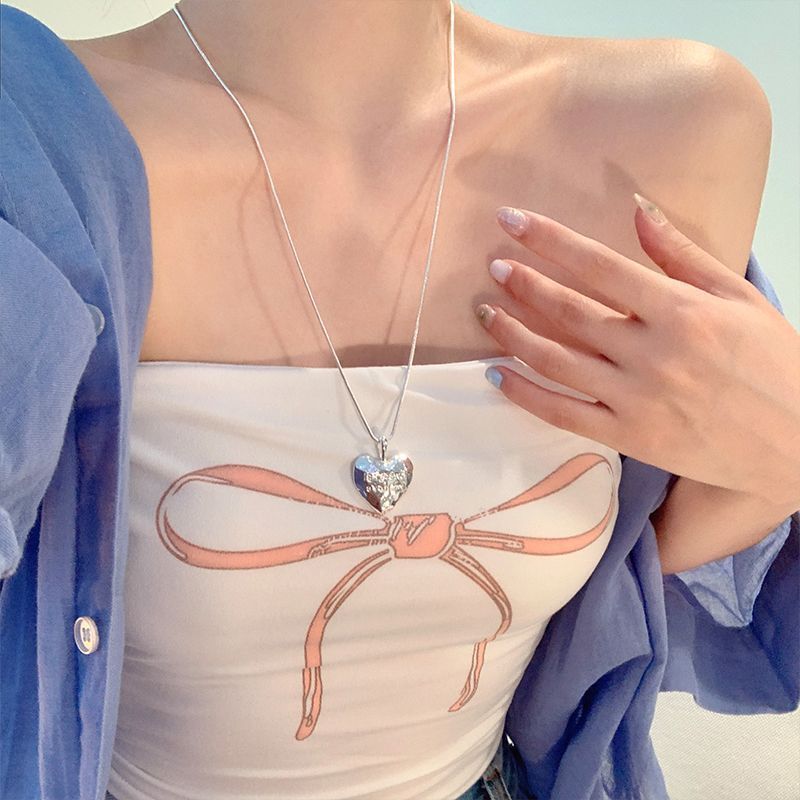 Ocean Silver Bohemian Sweater Chain Necklace For Women With Leather Rope Chain And Alloy Pendant