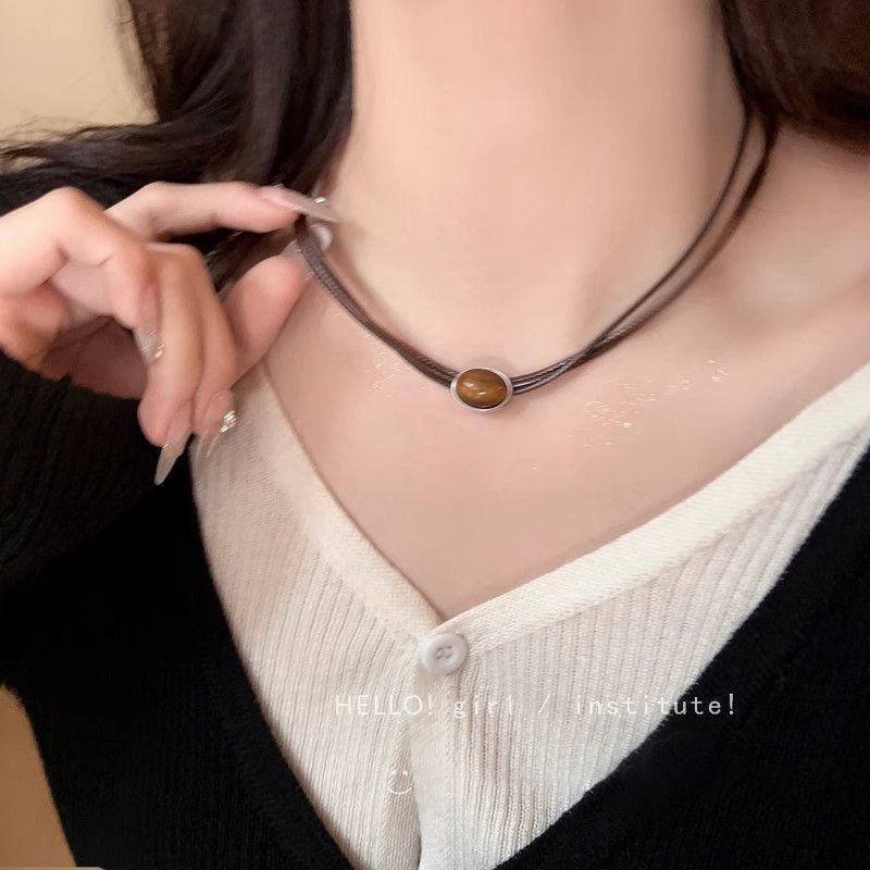 Ocean Silver Bohemian Sweater Chain Necklace For Women With Leather Rope Chain And Alloy Pendant