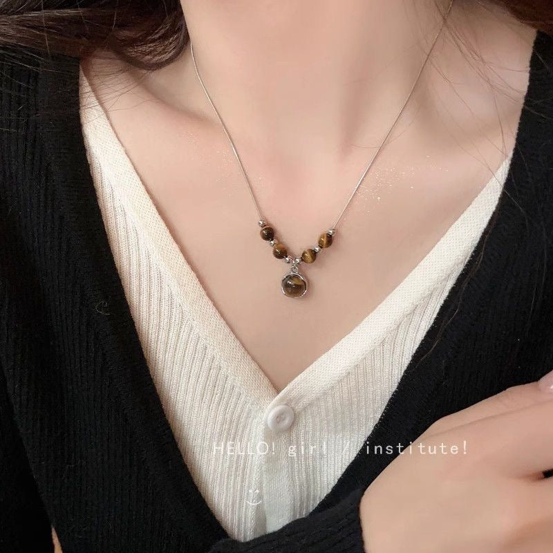 Ocean Silver Bohemian Sweater Chain Necklace For Women With Leather Rope Chain And Alloy Pendant