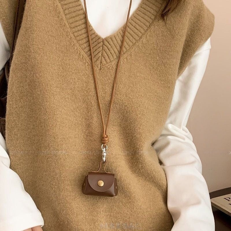 Ocean Silver Bohemian Sweater Chain Necklace For Women With Leather Rope Chain And Alloy Pendant