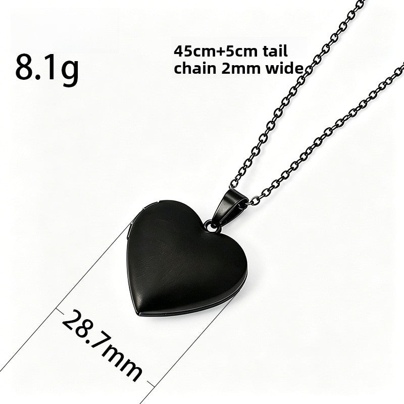 Men's Heart Shape Locket Necklace In Silver 304 Stainless Steel With Electroplated Finish And Cable Chain