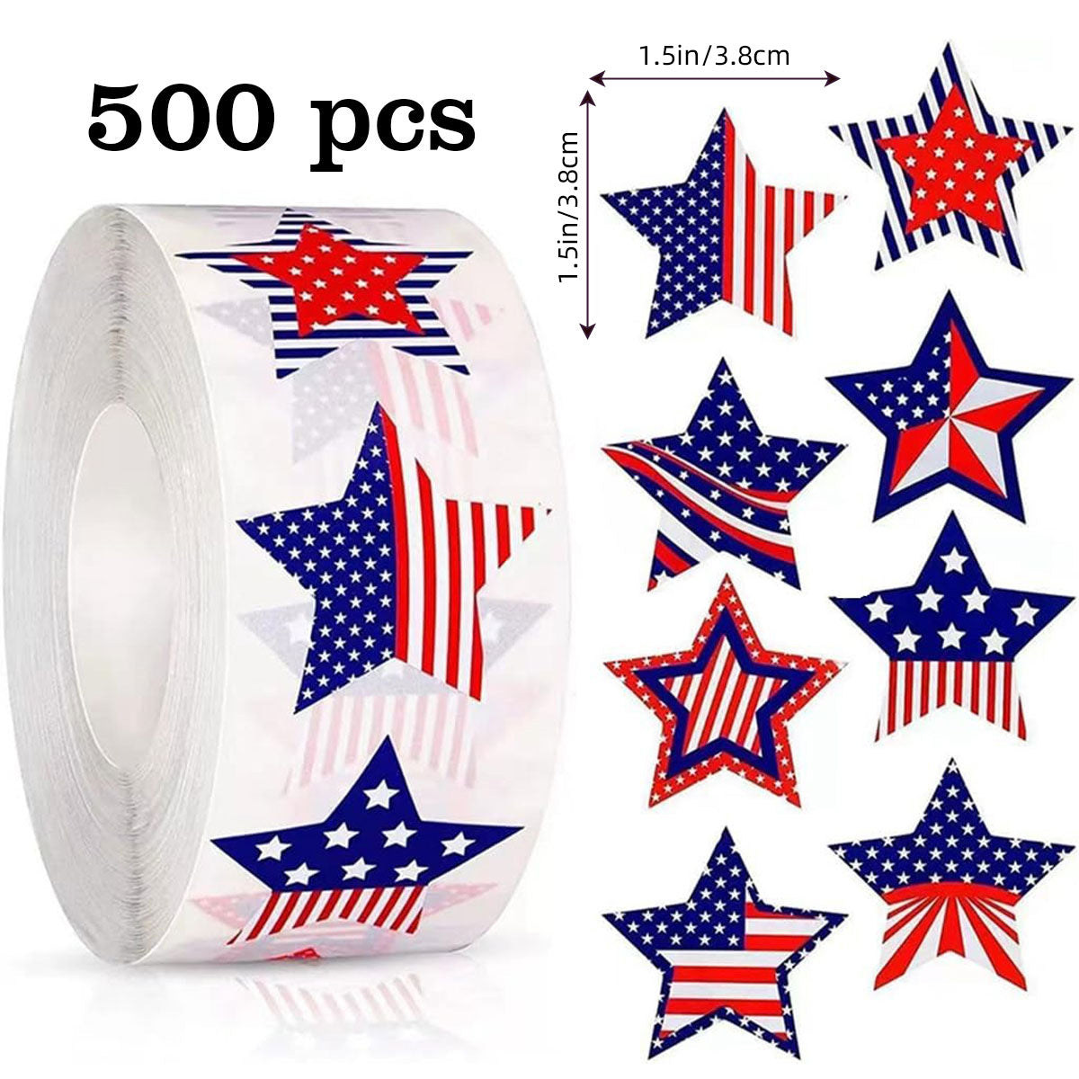 Independence Day Star Stickers, 1 Roll Of PVC Self-Adhesive Festival Stickers For Decoration