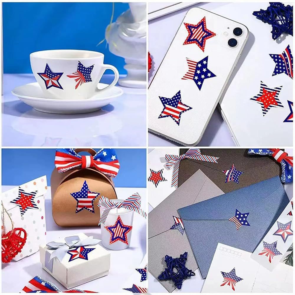 Independence Day Star Stickers, 1 Roll Of PVC Self-Adhesive Festival Stickers For Decoration