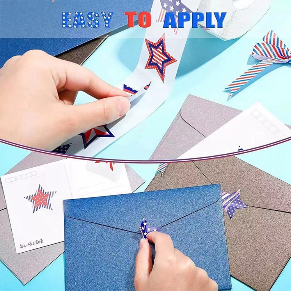 Independence Day Star Stickers, 1 Roll Of PVC Self-Adhesive Festival Stickers For Decoration