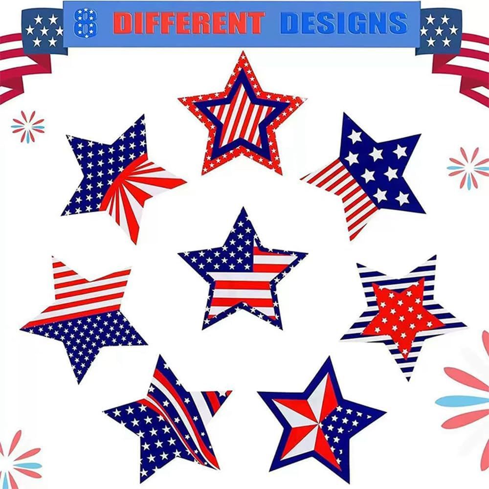 Independence Day Star Stickers, 1 Roll Of PVC Self-Adhesive Festival Stickers For Decoration