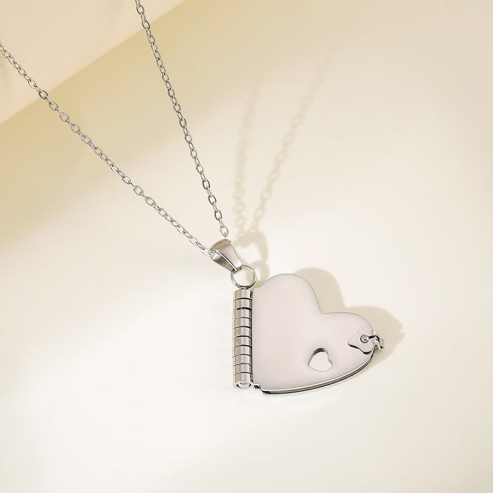 Heart Shape Necklace In Gold Featuring Electroplated Titanium Steel Pendant With Unisex Cable Chain