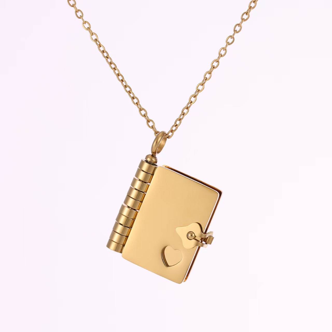 Heart Shape Necklace In Gold Featuring Electroplated Titanium Steel Pendant With Unisex Cable Chain