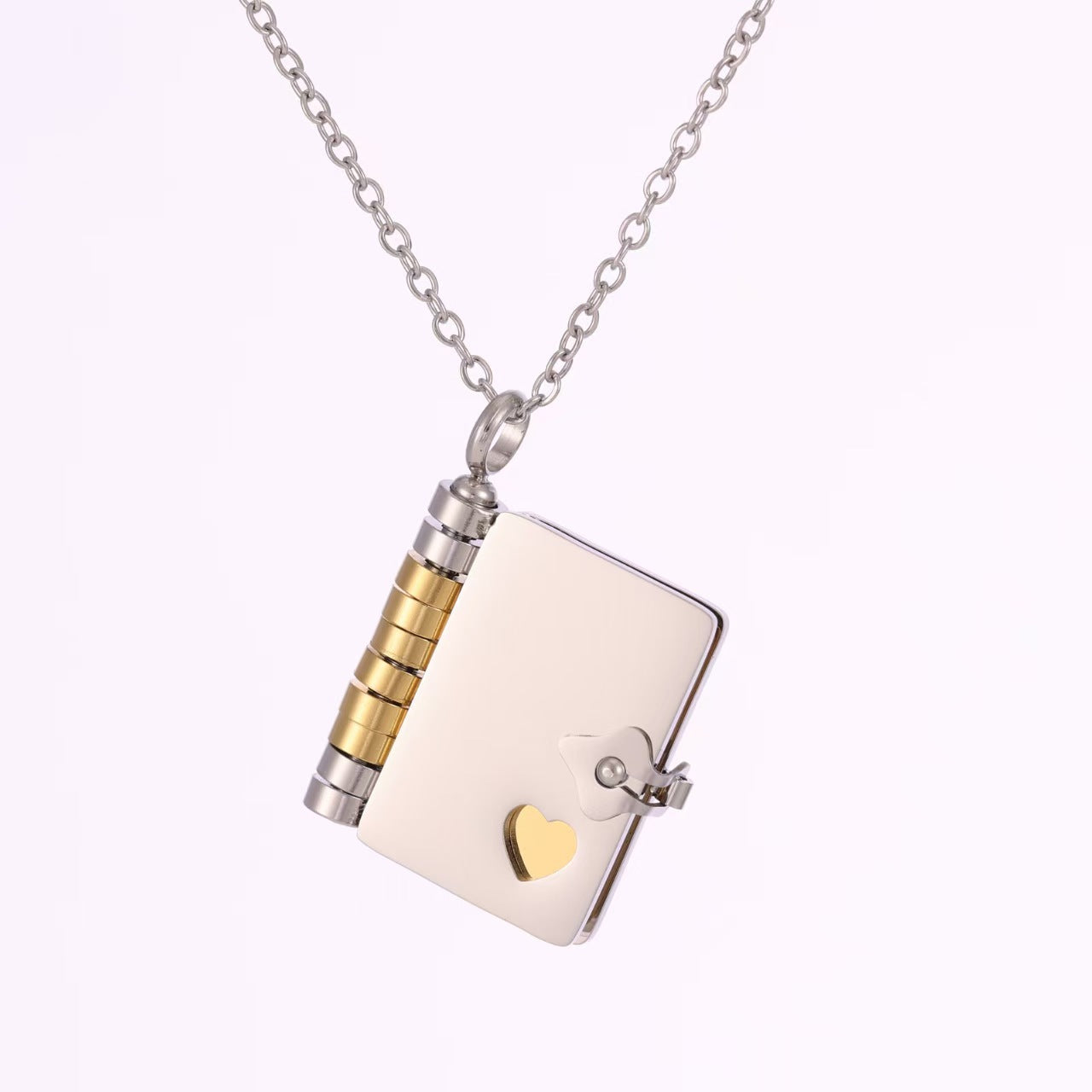 Heart Shape Necklace In Gold Featuring Electroplated Titanium Steel Pendant With Unisex Cable Chain