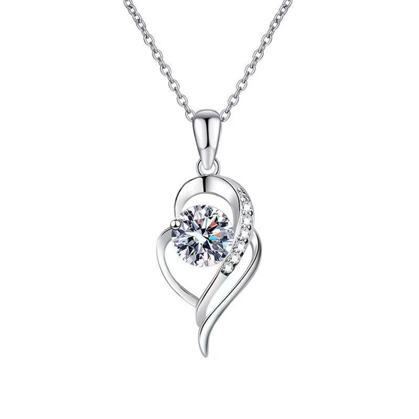 Heart Shape Pendant Necklace For Women In Copper With Zircon Inlay And Cable Chain
