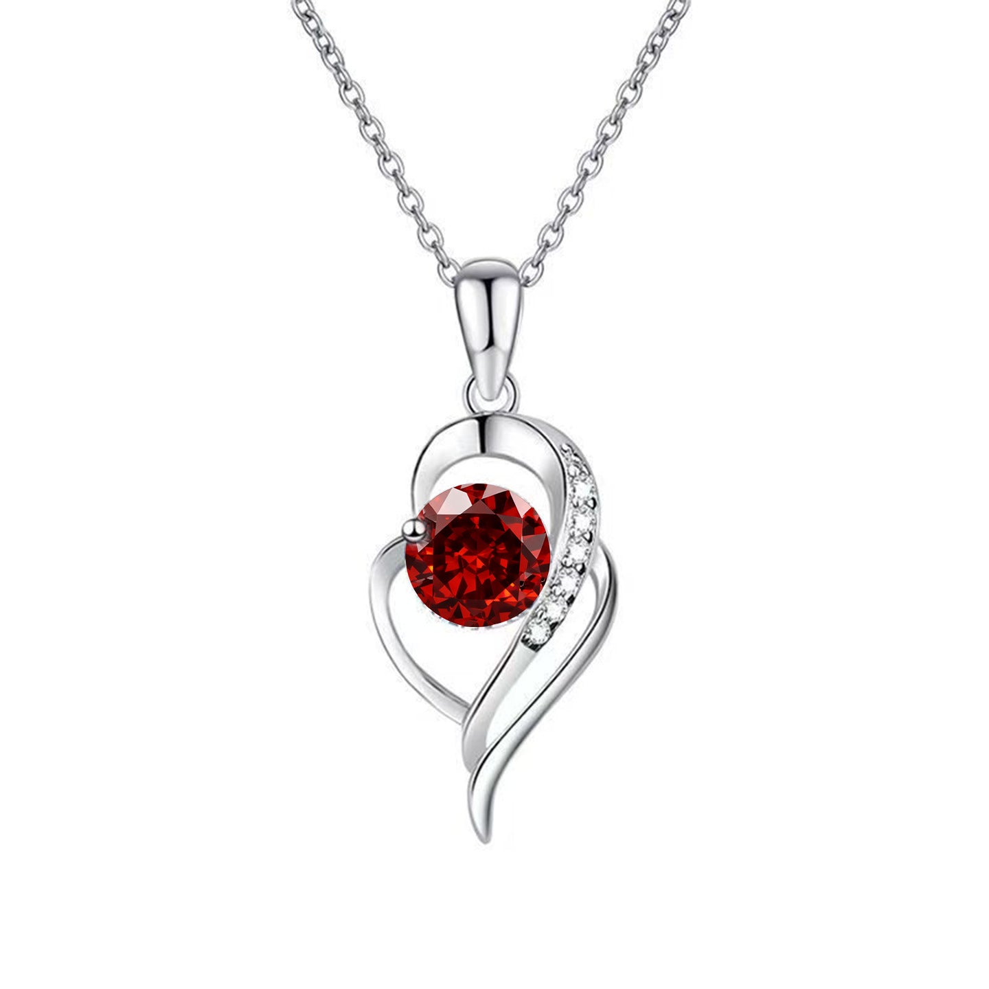 Heart Shape Pendant Necklace For Women In Copper With Zircon Inlay And Cable Chain