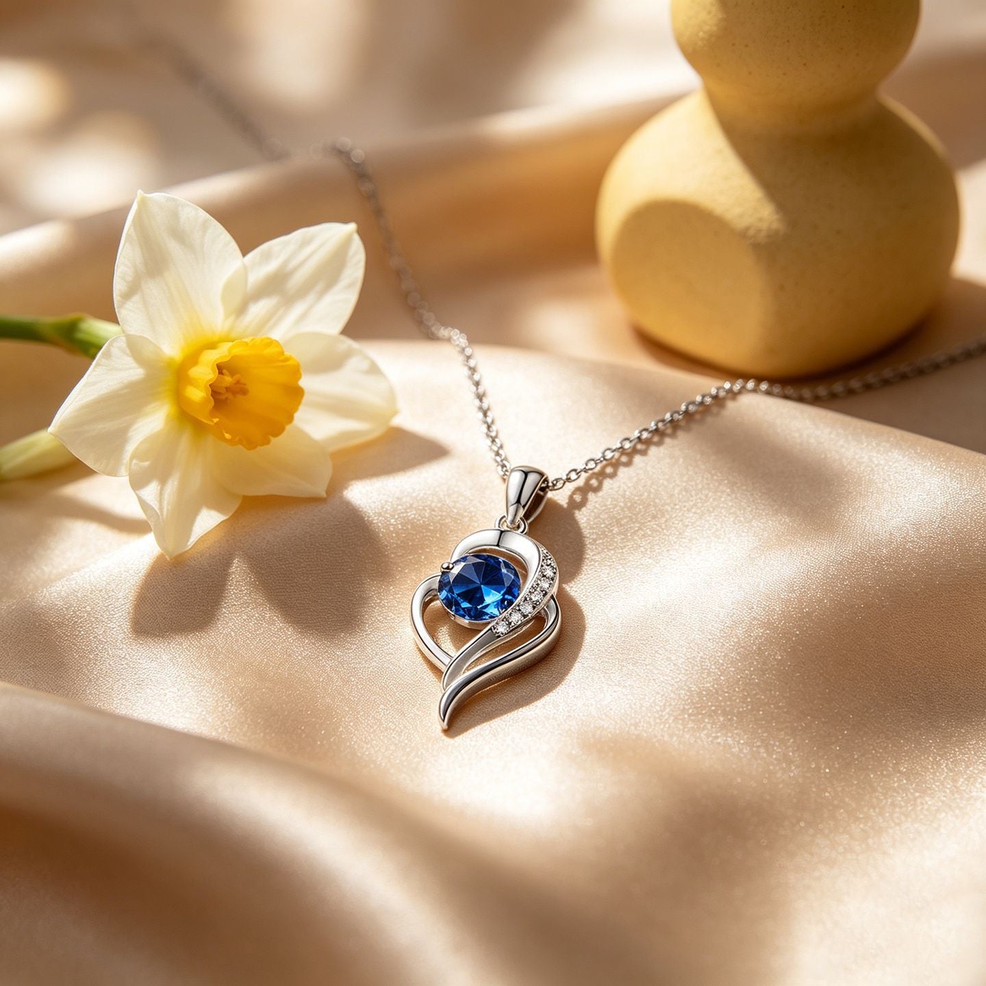 Heart Shape Pendant Necklace For Women In Copper With Zircon Inlay And Cable Chain
