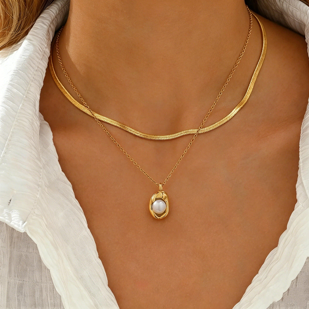 Heart Shape Necklace For Women With 304 Stainless Steel Chain And Copper Pendant Inlaid With Zircon