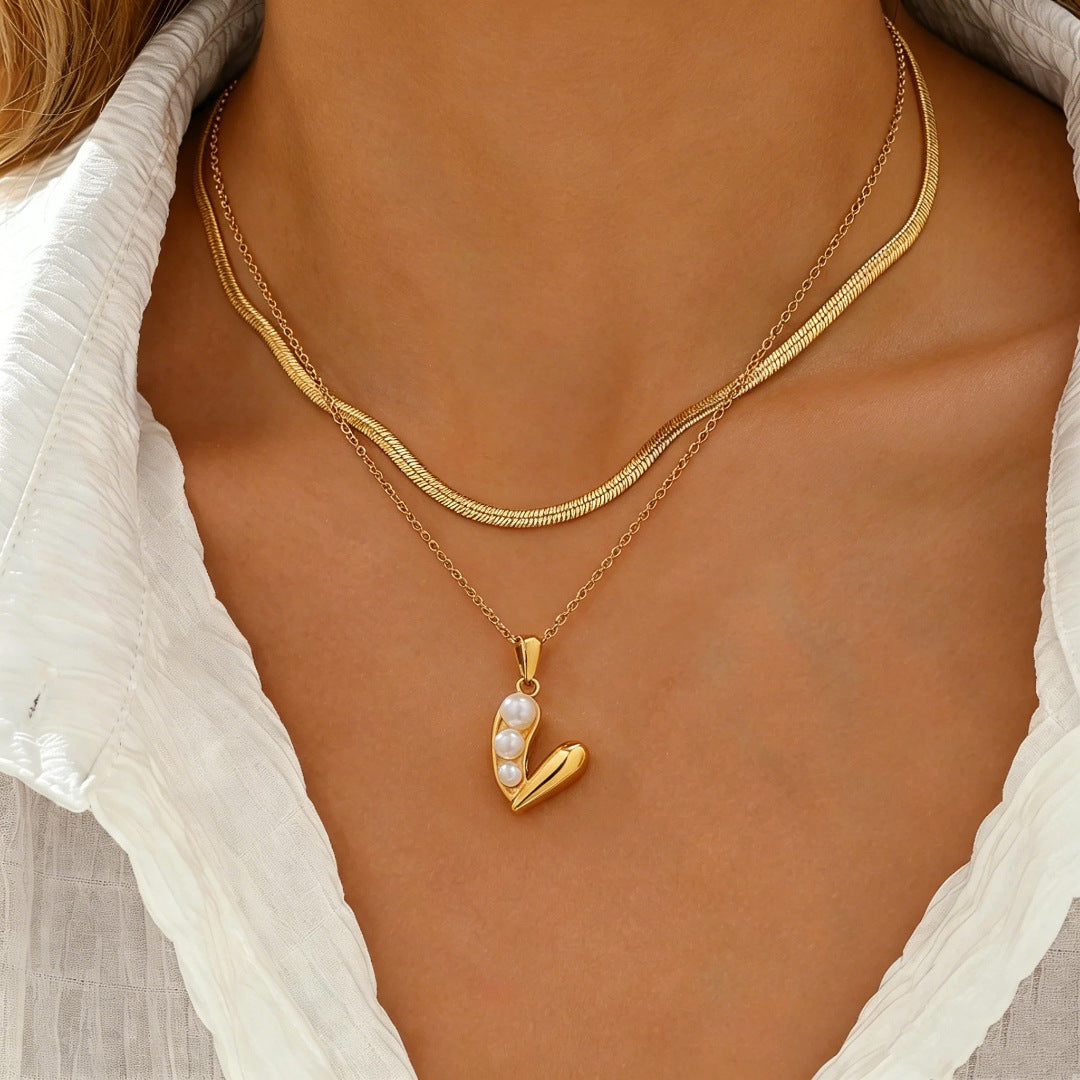 Heart Shape Necklace For Women With 304 Stainless Steel Chain And Copper Pendant Inlaid With Zircon