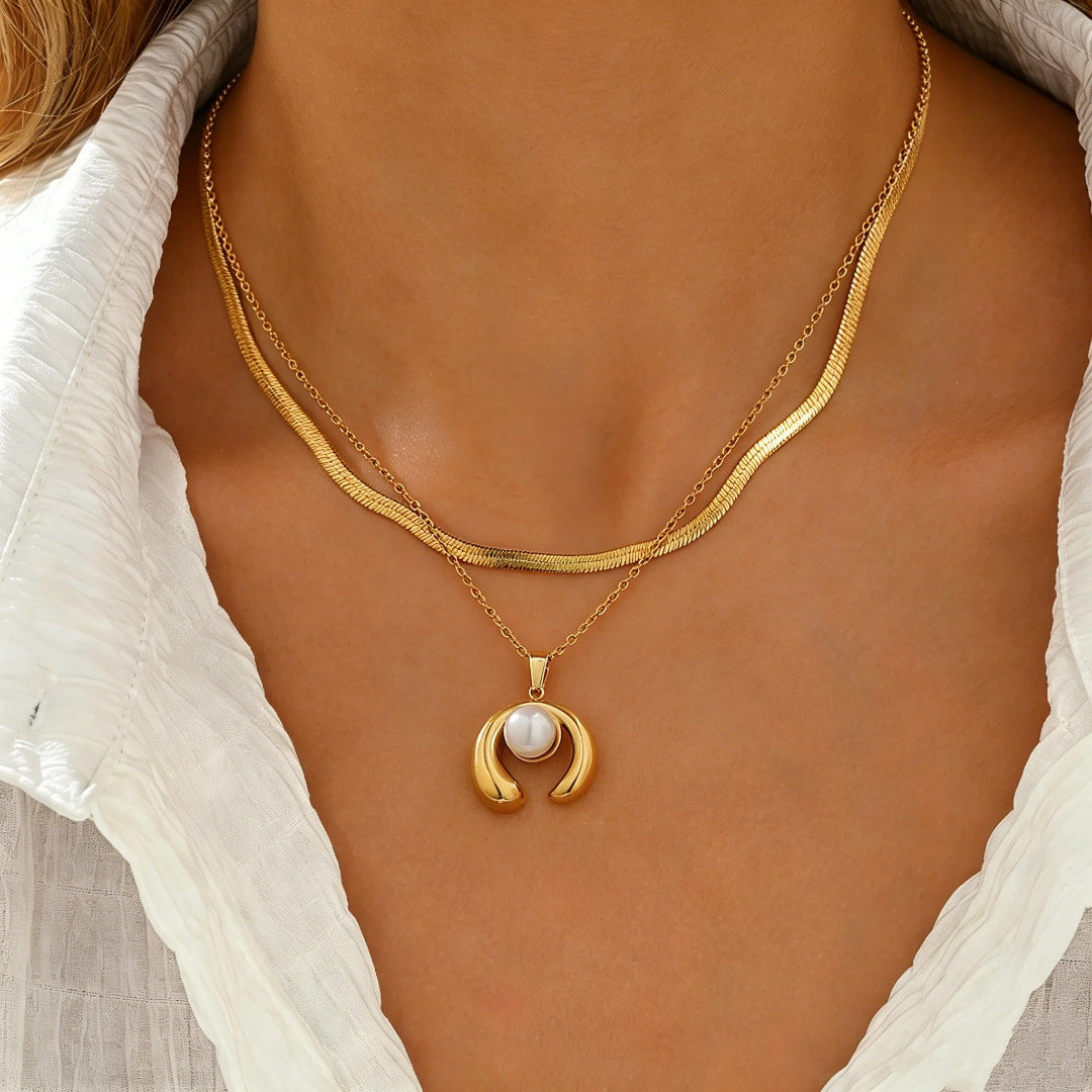 Heart Shape Necklace For Women With 304 Stainless Steel Chain And Copper Pendant Inlaid With Zircon