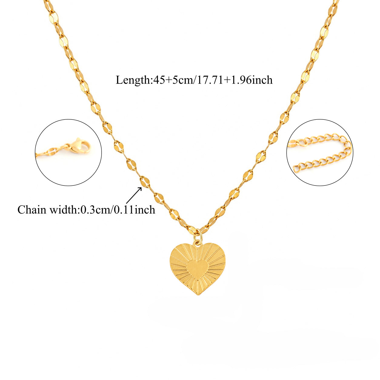Romantic Heart Shape Pendant Necklace For Women In Gold With Waterproof Non Tarnish 201 Stainless Steel Featuring Lip Chain