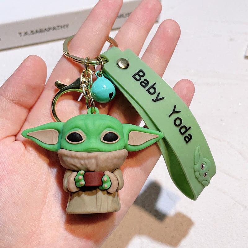 Human Pattern Key Chain In Dyed Black Featuring Durable PVC Material