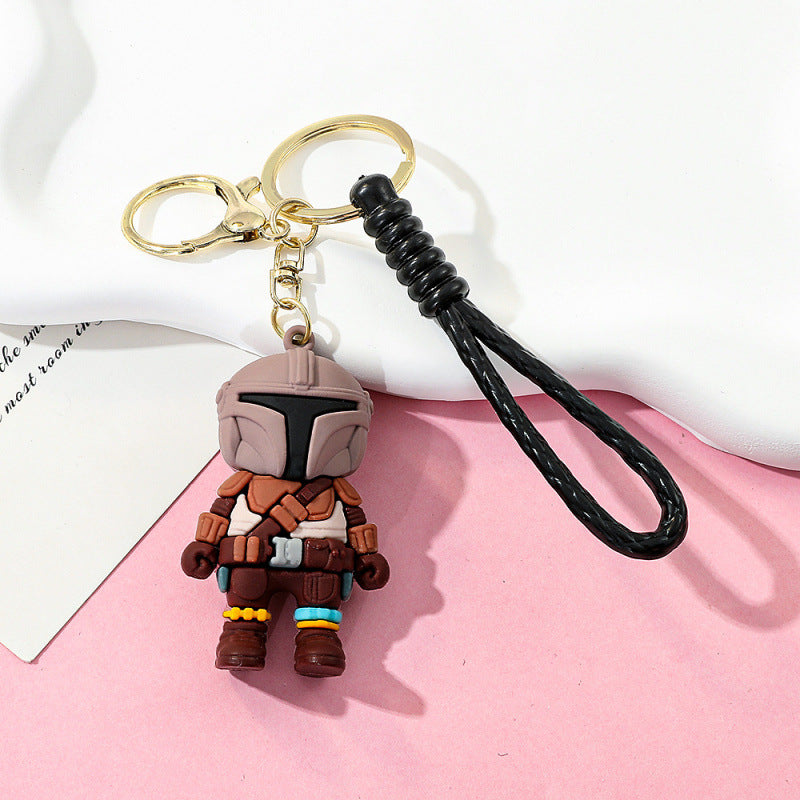 Human Pattern Key Chain In Dyed Black Featuring Durable PVC Material