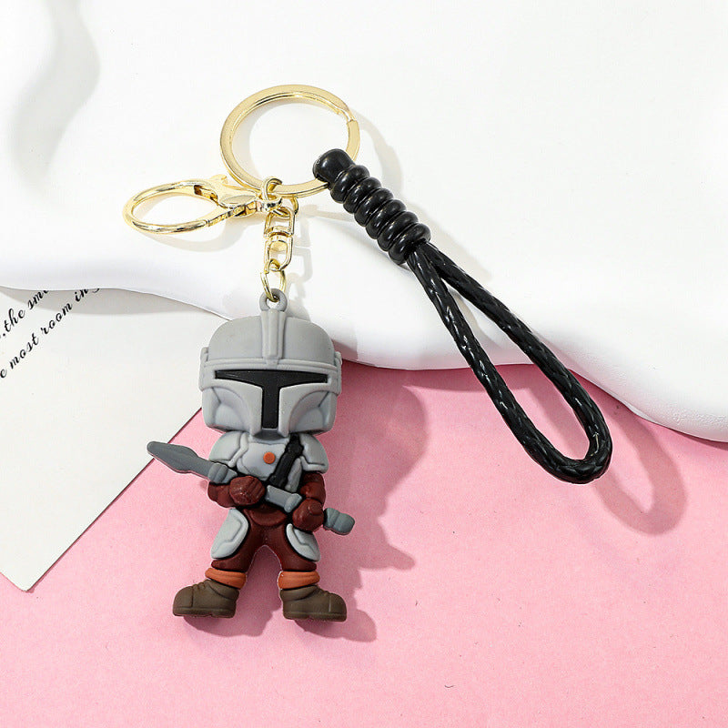 Human Pattern Key Chain In Dyed Black Featuring Durable PVC Material