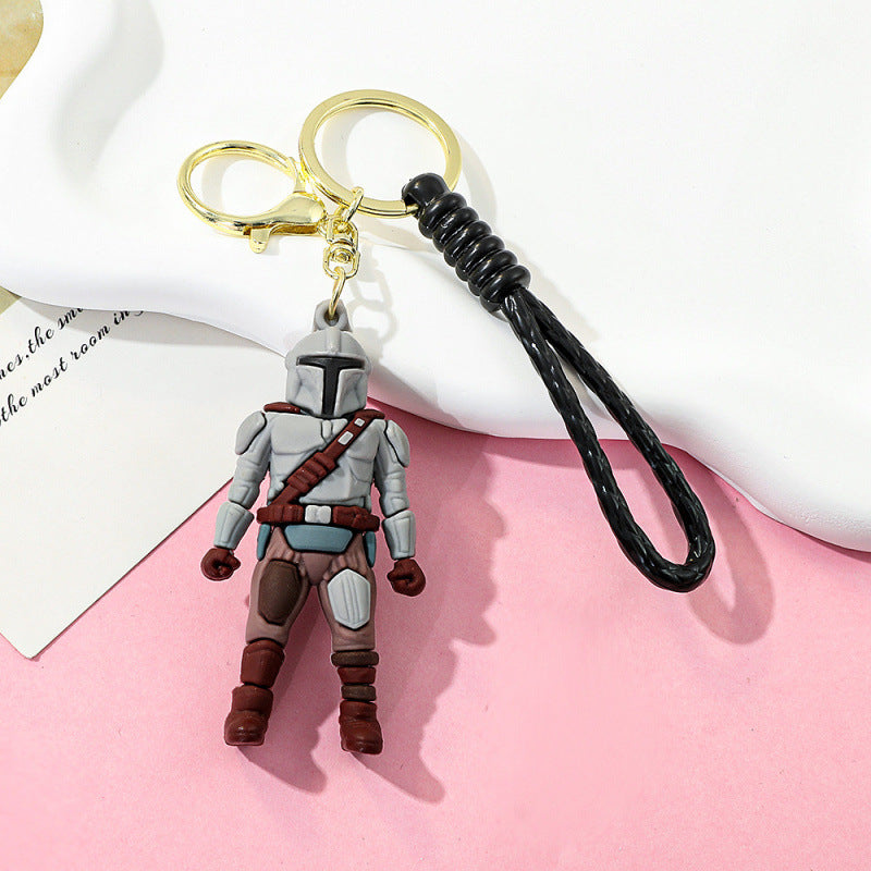 Human Pattern Key Chain In Dyed Black Featuring Durable PVC Material