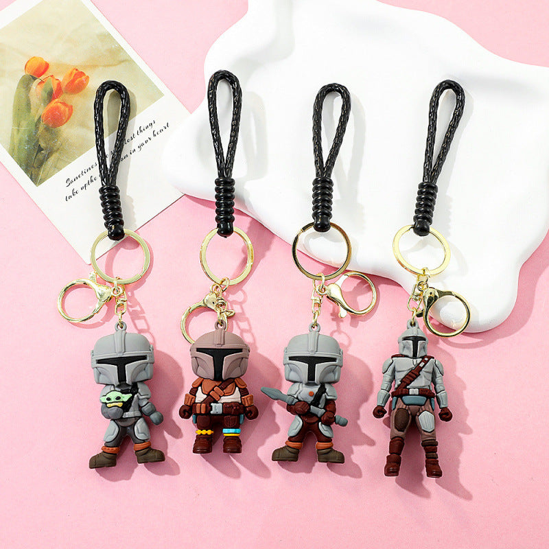 Human Pattern Key Chain In Dyed Black Featuring Durable PVC Material