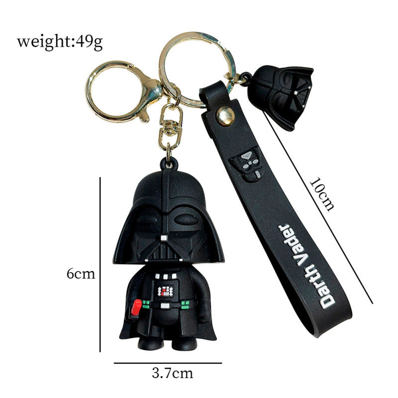 Human Pattern Key Chain In Dyed Black Featuring Durable PVC Material