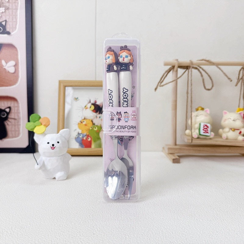 Cartoon Birthday Tableware Set Featuring Western Cutlery With Knife, Fork, And Spoon For Kids' Parties