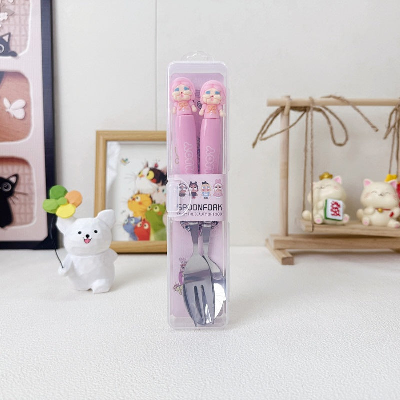 Cartoon Birthday Tableware Set Featuring Western Cutlery With Knife, Fork, And Spoon For Kids' Parties