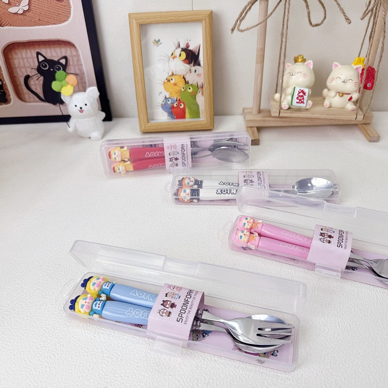 Cartoon Birthday Tableware Set Featuring Western Cutlery With Knife, Fork, And Spoon For Kids' Parties