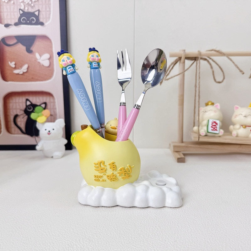 Cartoon Birthday Tableware Set Featuring Western Cutlery With Knife, Fork, And Spoon For Kids' Parties