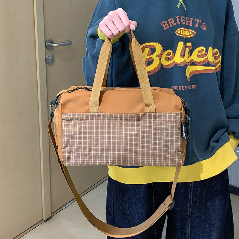 Color Block Square Polyester Travel Bag With Top Handle, Water Resistant Ladies Crossbody Bag