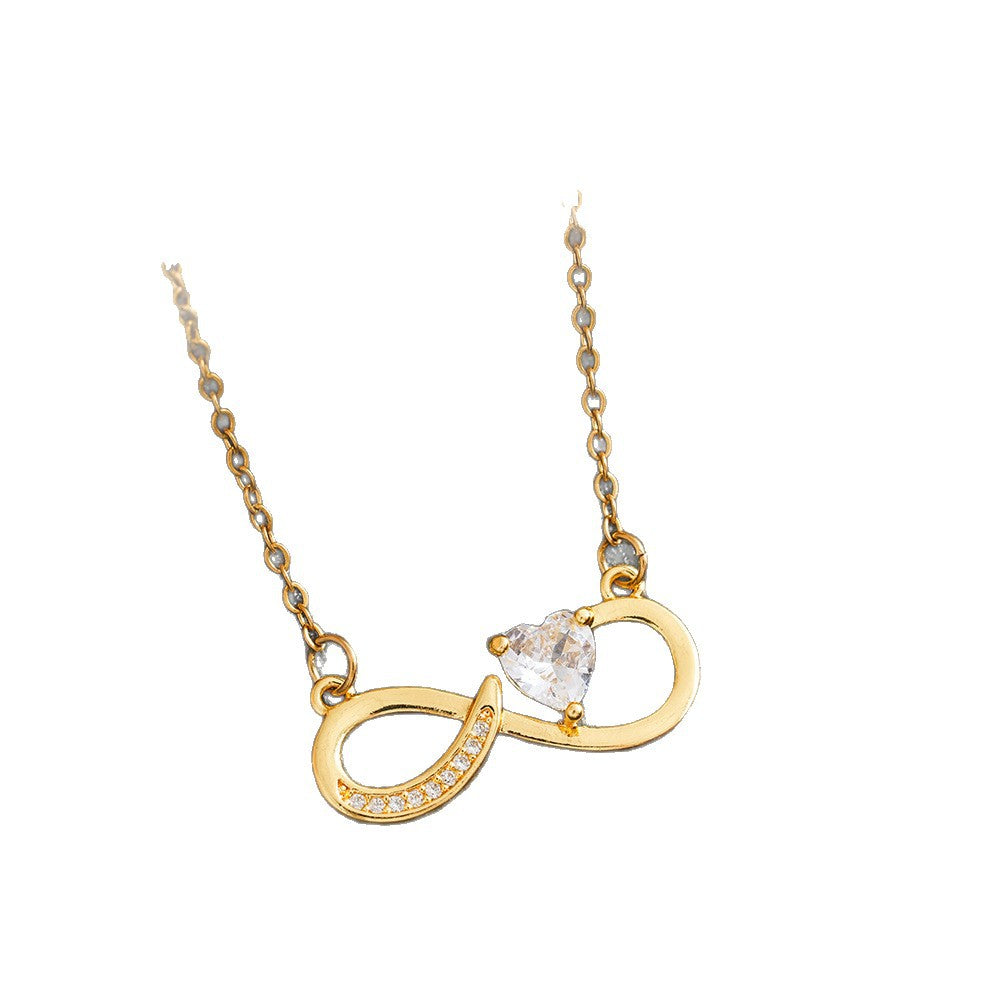 Heart Shape Necklace For Women In 18K Real Gold Plated Titanium Steel With Zircon Inlay And Cable Chain