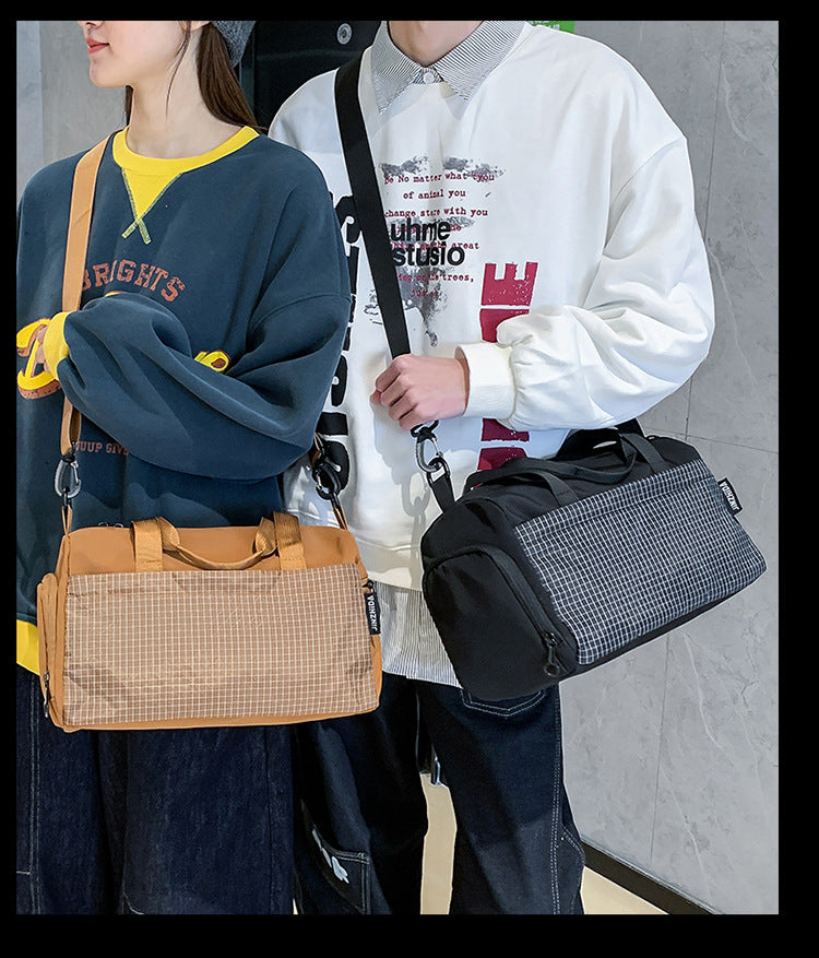Color Block Square Polyester Travel Bag With Top Handle, Water Resistant Ladies Crossbody Bag