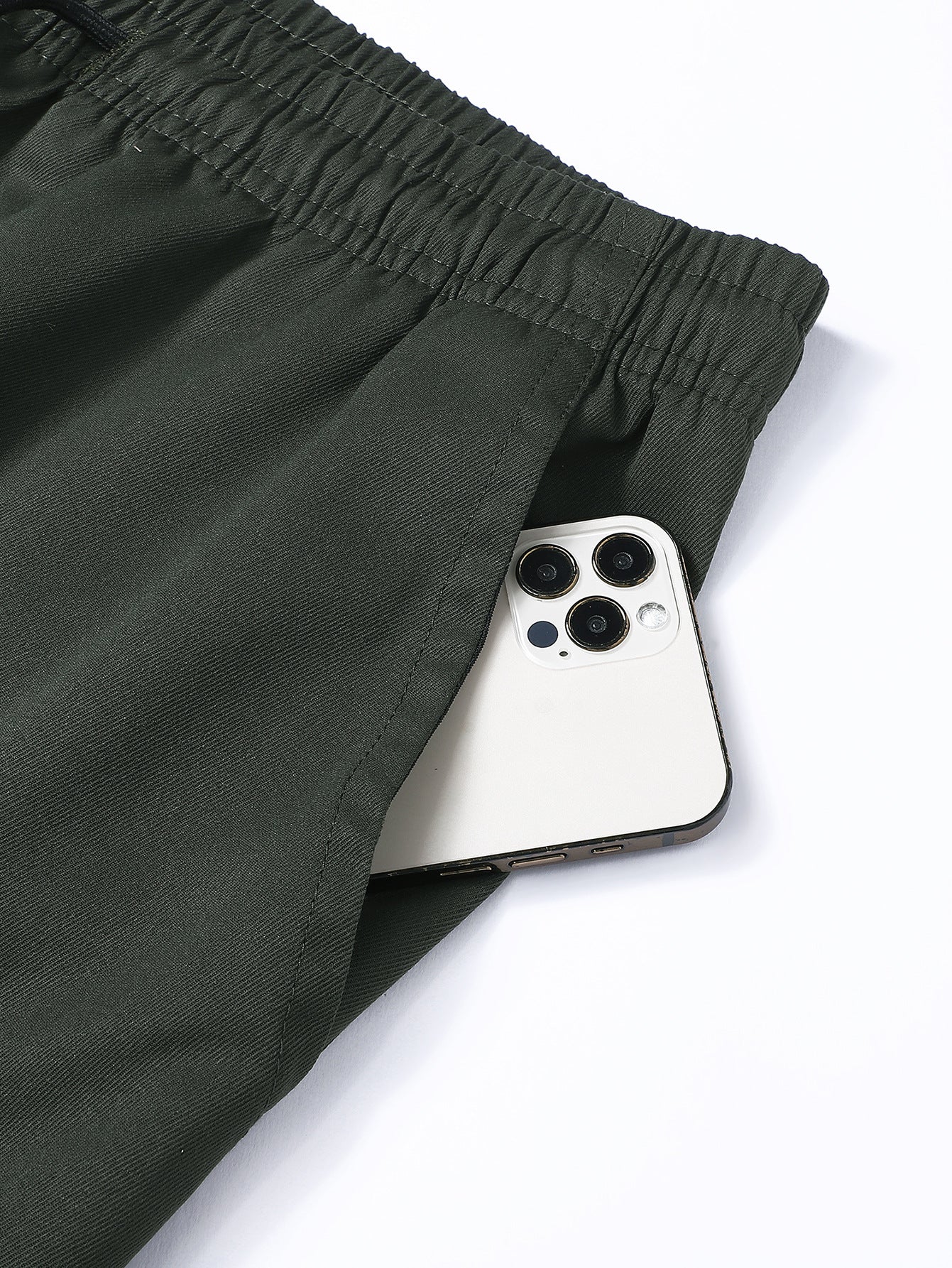 Men's Casual Solid Color Ankle-Length Cargo Pants In Polyester Fabric Featuring Multiple Pockets