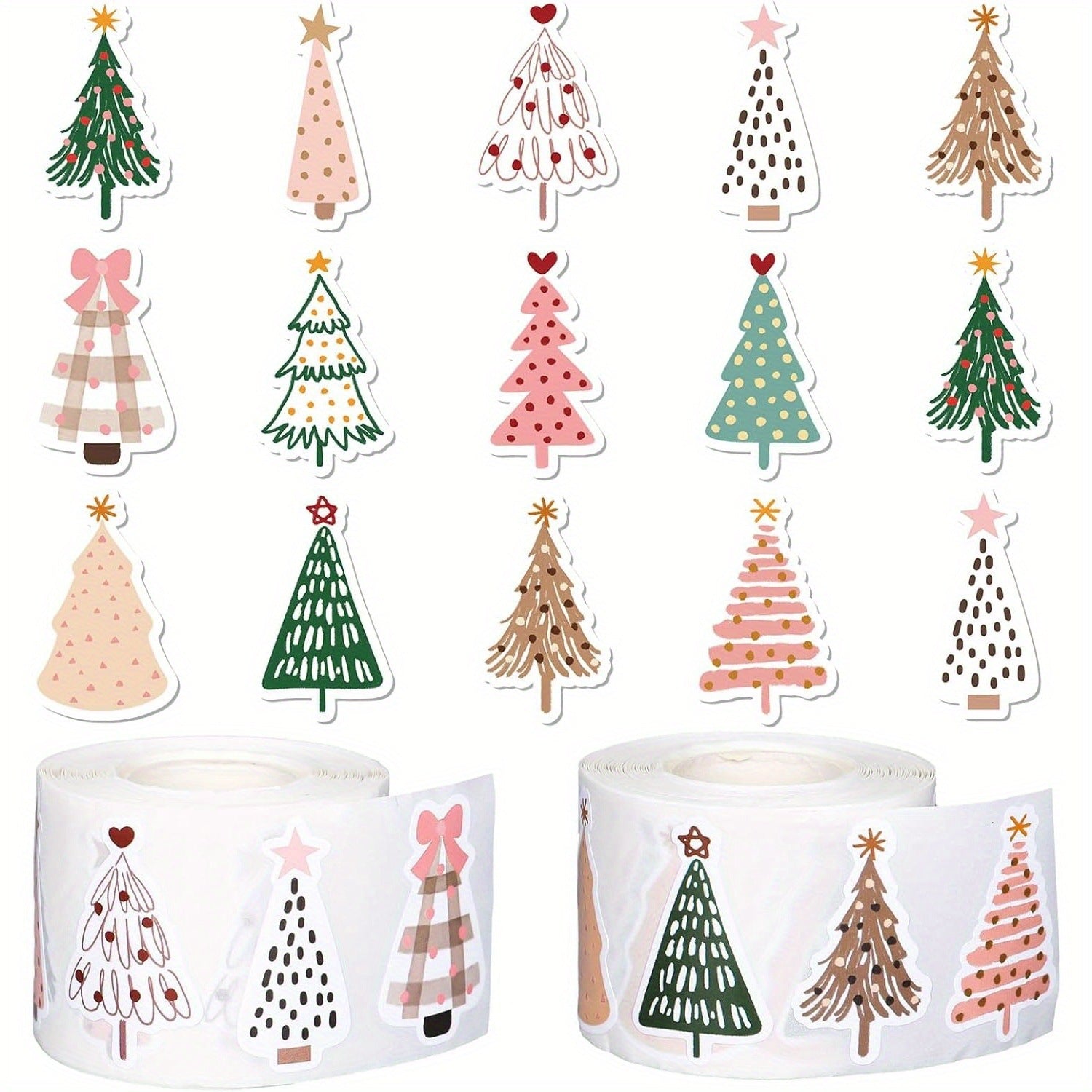 Christmas Tree Stickers For Festival Decoration, 1 Roll Of PVC Self-Adhesive Stickers Perfect For Holiday Crafts