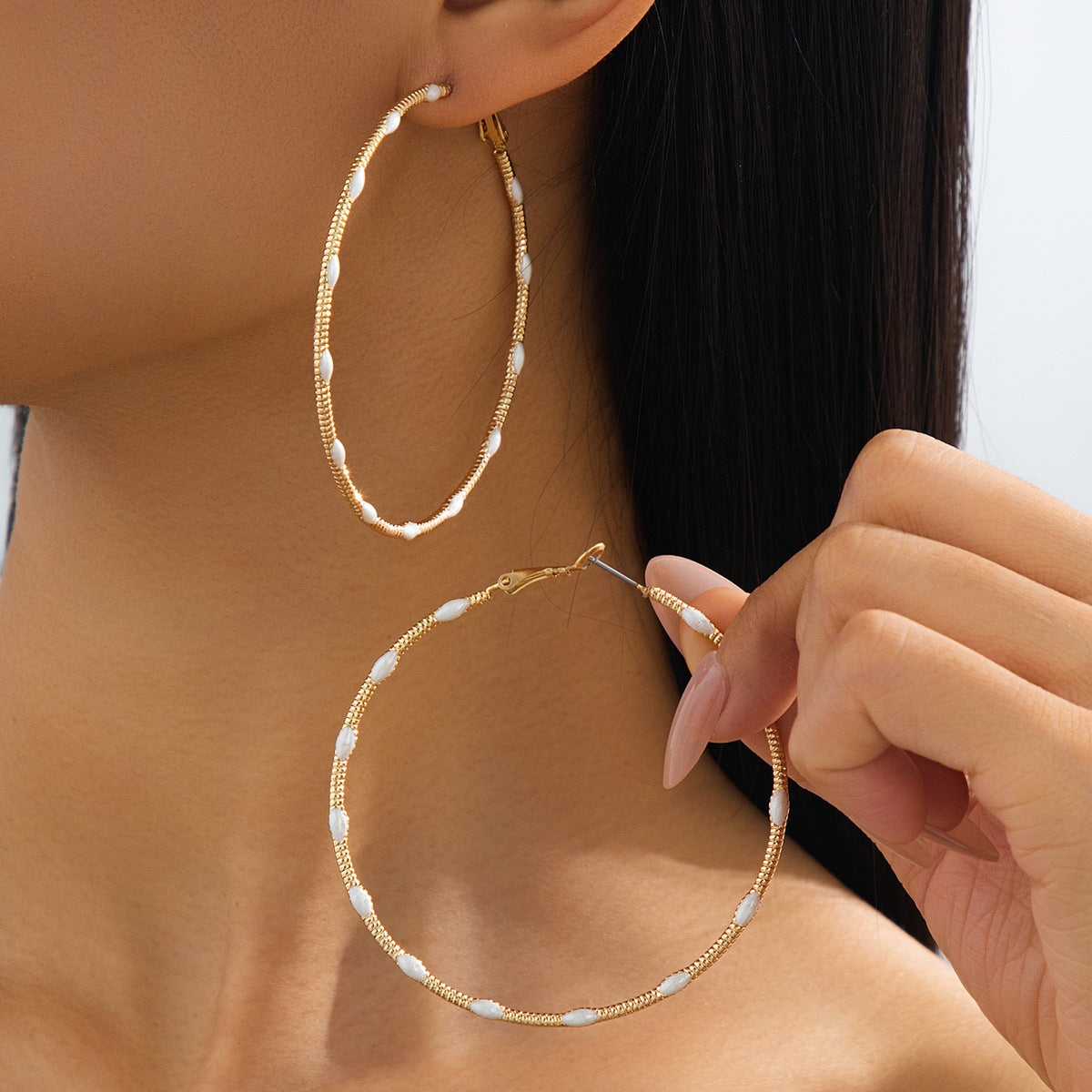 Exaggerated Large Circle Stud Earrings For Women In Gold Alloy With 304 Stainless Steel Posts