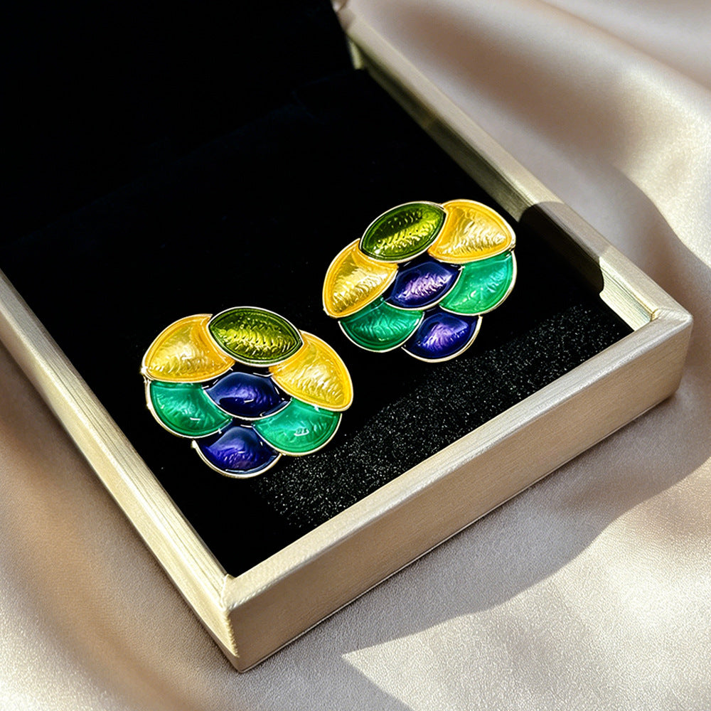 Fruit For Women Enamel Stud Earrings In Colour With 925 Sterling Silver Alloy Posts