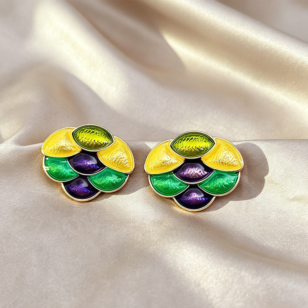 Fruit For Women Enamel Stud Earrings In Colour With 925 Sterling Silver Alloy Posts