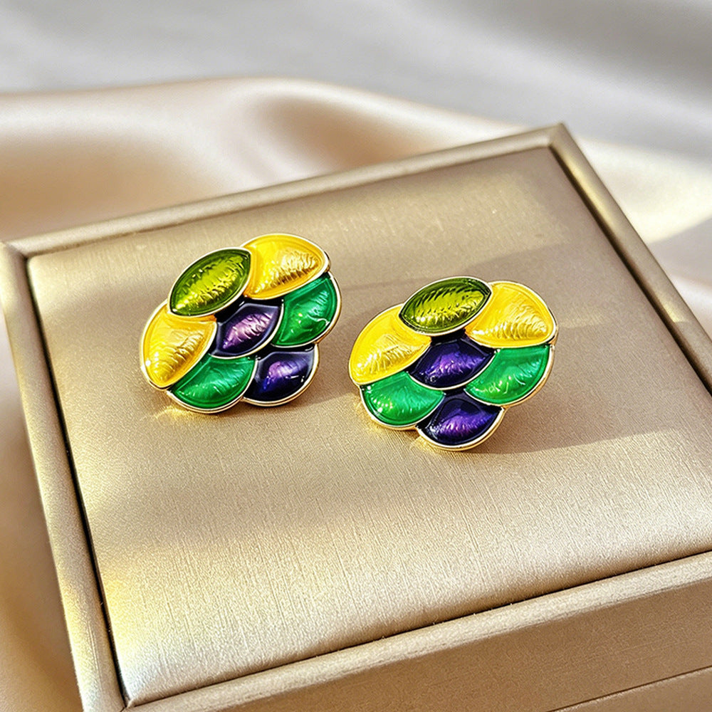 Fruit For Women Enamel Stud Earrings In Colour With 925 Sterling Silver Alloy Posts