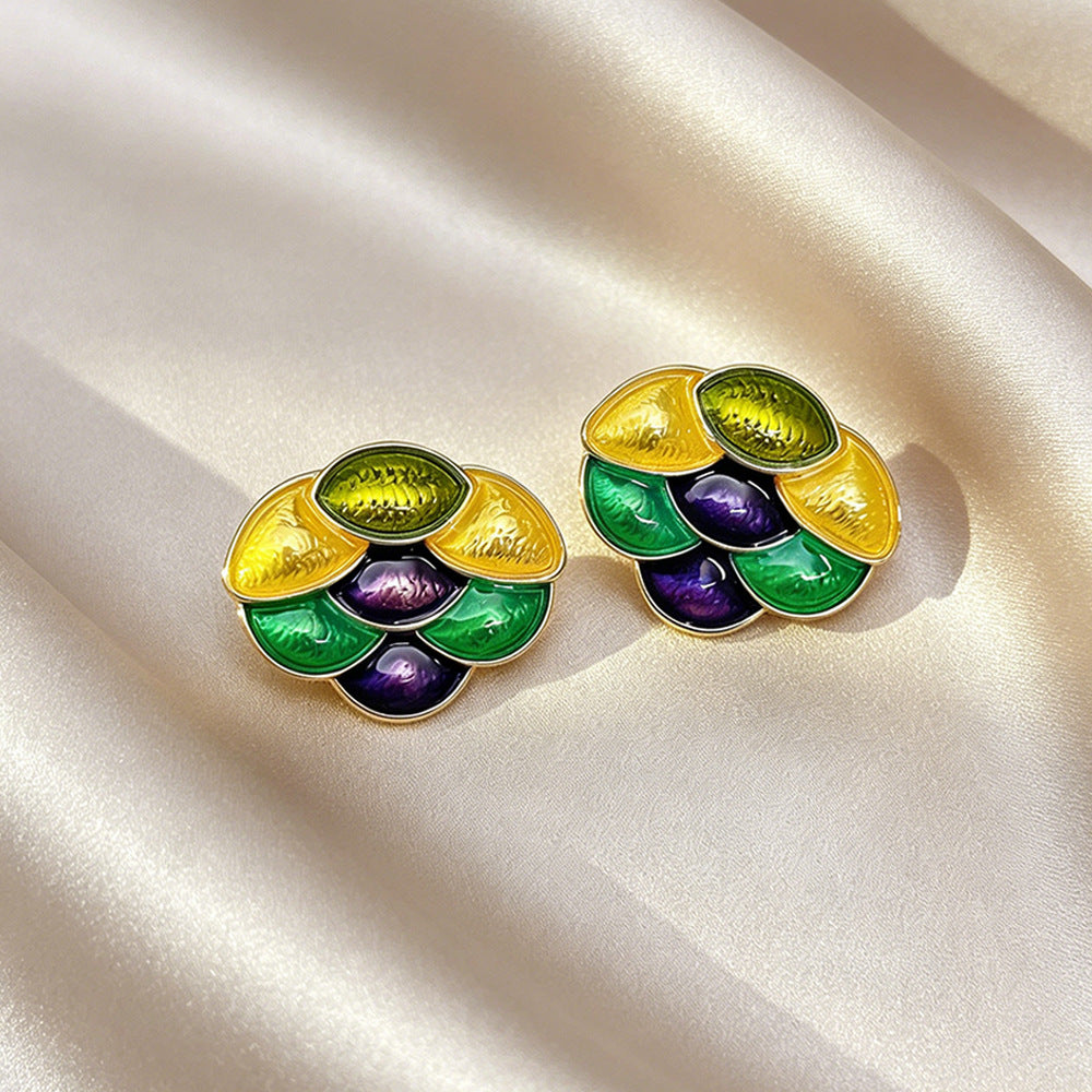 Fruit For Women Enamel Stud Earrings In Colour With 925 Sterling Silver Alloy Posts