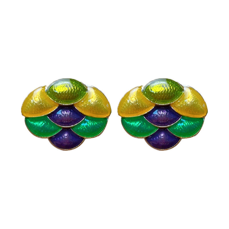 Fruit For Women Enamel Stud Earrings In Colour With 925 Sterling Silver Alloy Posts