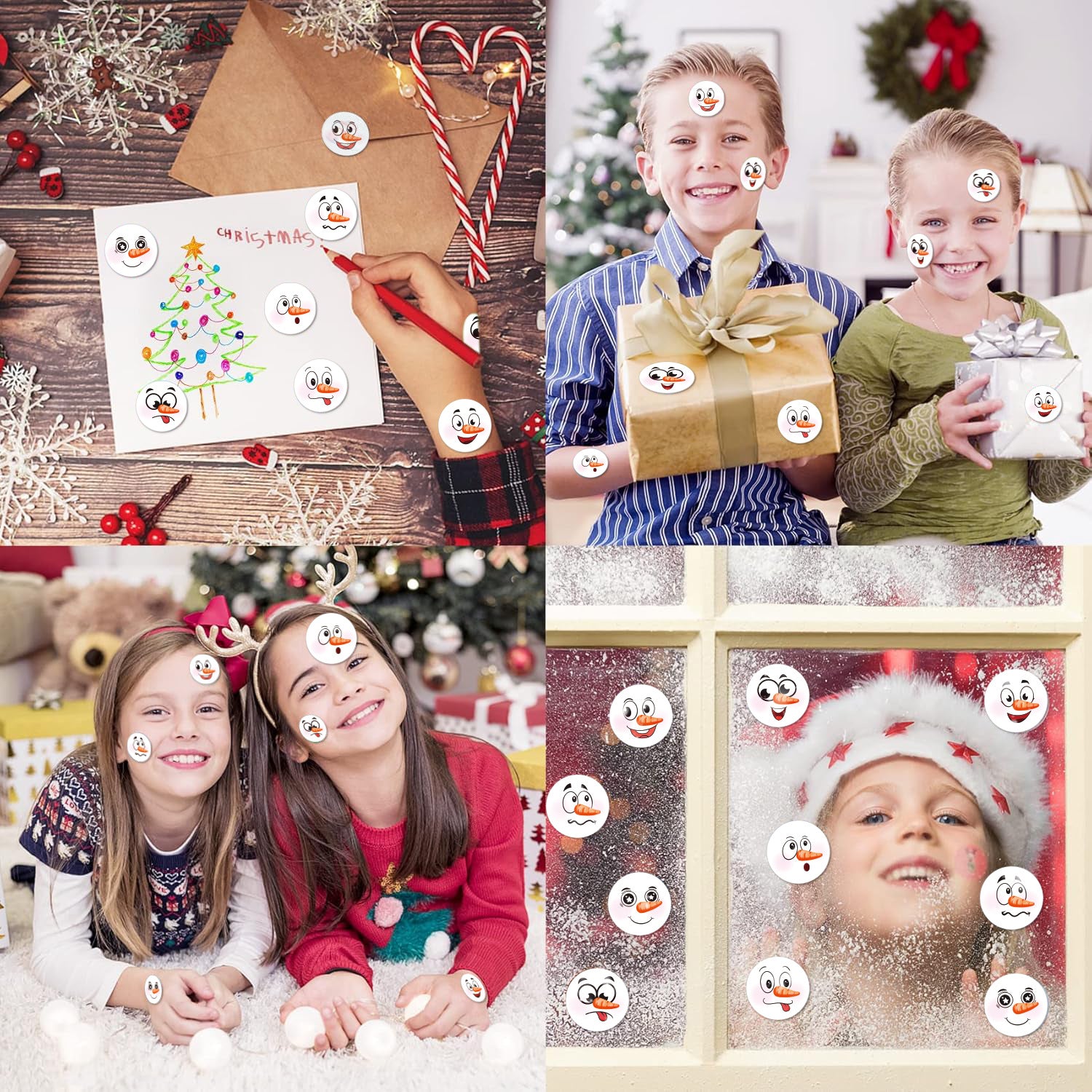 Christmas Snowman Stickers 1 Roll Featuring Copper Plate Material, Perfect For Holiday Decoration