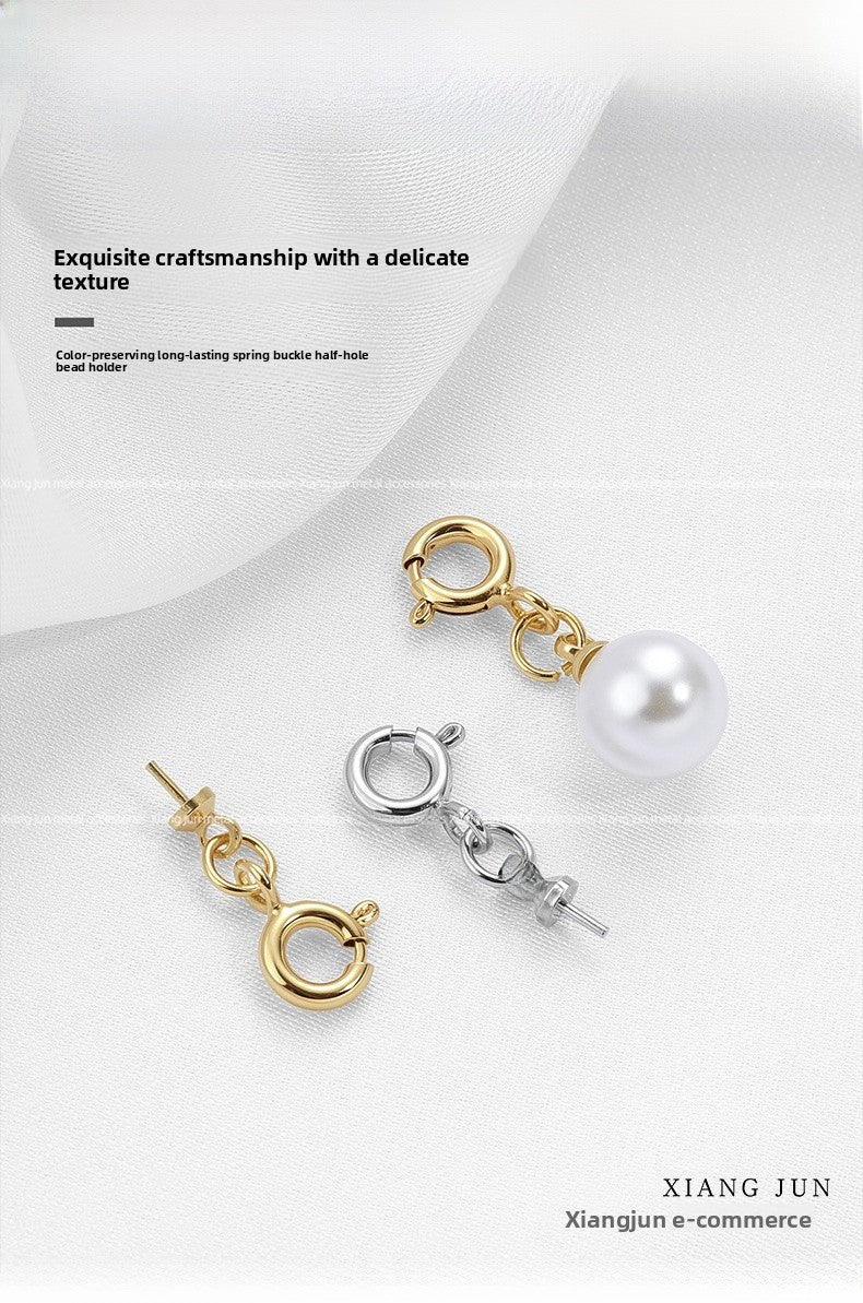 14K Gold Plated Copper Flower Bead Cap 6mm With Eye Pattern And Spring Ring Trigger Clasp, 1 PCS