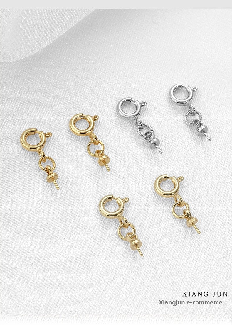 14K Gold Plated Copper Flower Bead Cap 6mm With Eye Pattern And Spring Ring Trigger Clasp, 1 PCS