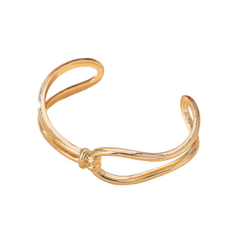 Geometric Gold Alloy Bangle Featuring Electroplated Finish, Perfect For Office Wear