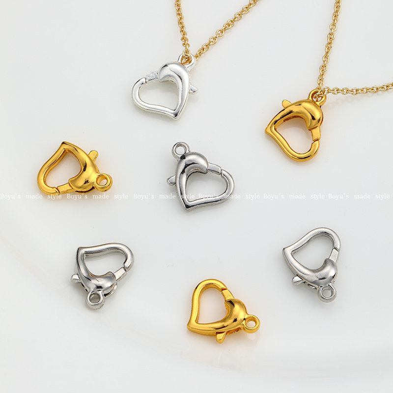 14k Gold Filled Heart Shape Jewelry Accessory With Electroplated Finish Featuring Spring Ring Trigger And Lobster Clasp Closure, 1 PCS