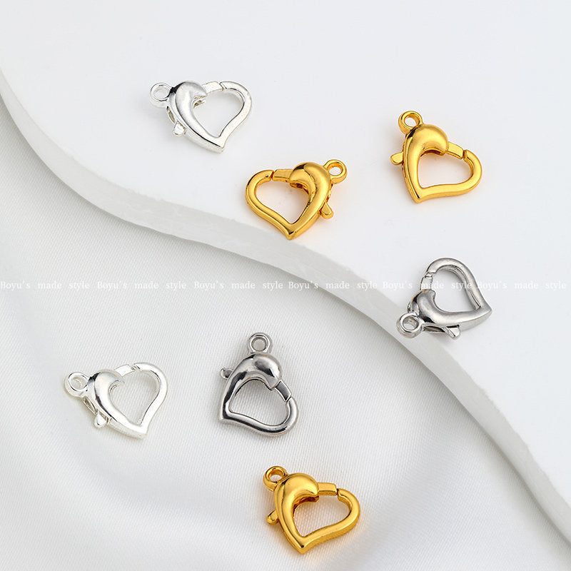 14k Gold Filled Heart Shape Jewelry Accessory With Electroplated Finish Featuring Spring Ring Trigger And Lobster Clasp Closure, 1 PCS