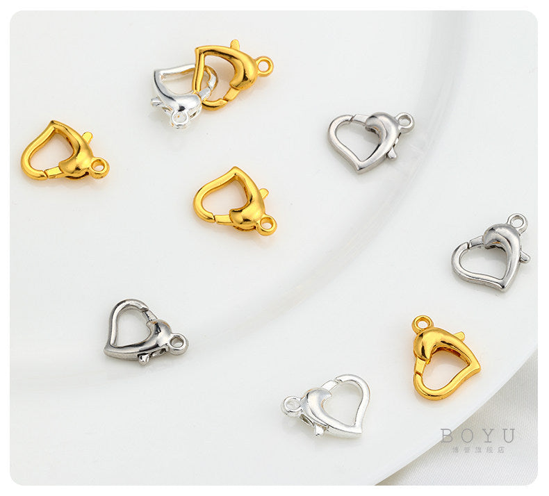 14k Gold Filled Heart Shape Jewelry Accessory With Electroplated Finish Featuring Spring Ring Trigger And Lobster Clasp Closure, 1 PCS